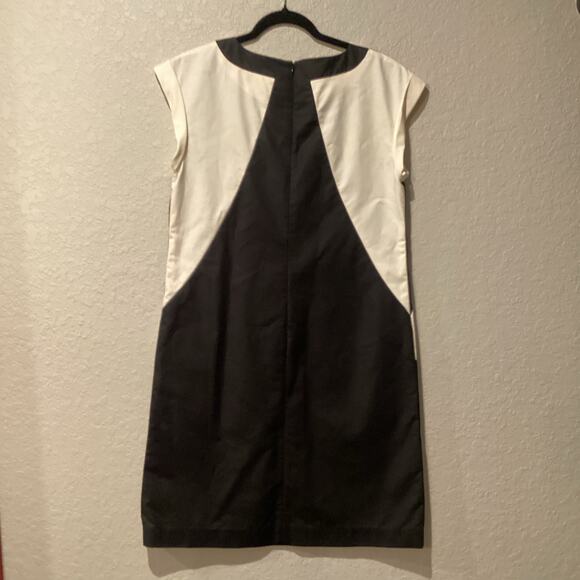 LAFAYETTE 148 Dima Black White Colorblock Shift Dress w/pockets sleeveless 8 - Picture 2 of 11